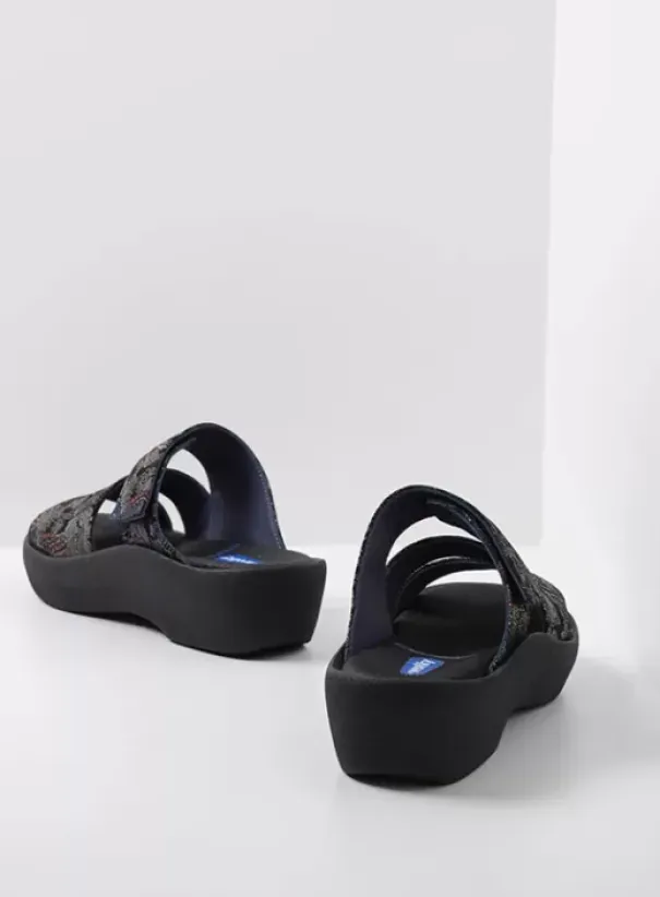 Slippers|Wolky Aporia zwart/blauw suede