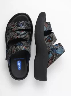Slippers|Wolky Aporia zwart/blauw suede