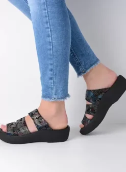 Slippers|Wolky Aporia zwart/blauw suede