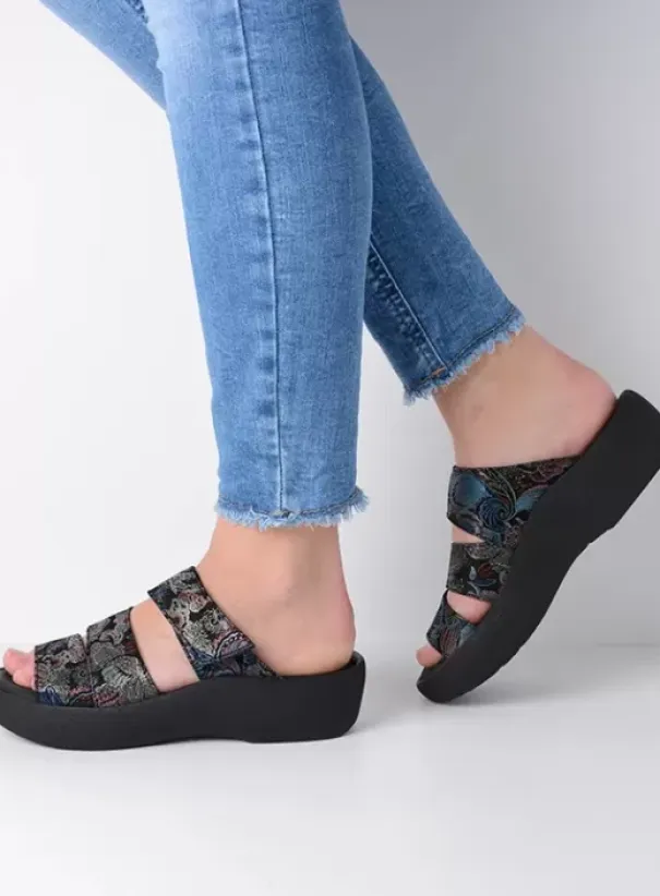 Slippers|Wolky Aporia zwart/blauw suede