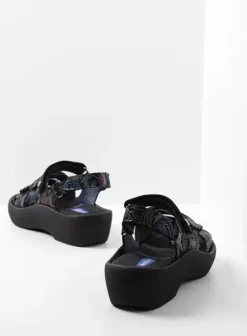 Sandalen|Voorjaar/zomer|Wolky Avalon zwart/blauw suede
