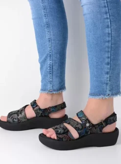 Sandalen|Voorjaar/zomer|Wolky Avalon zwart/blauw suede