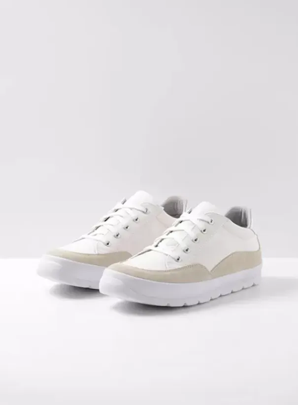 Sneakers|Veterschoenen|Wolky Babati ijswit canvas/suede
