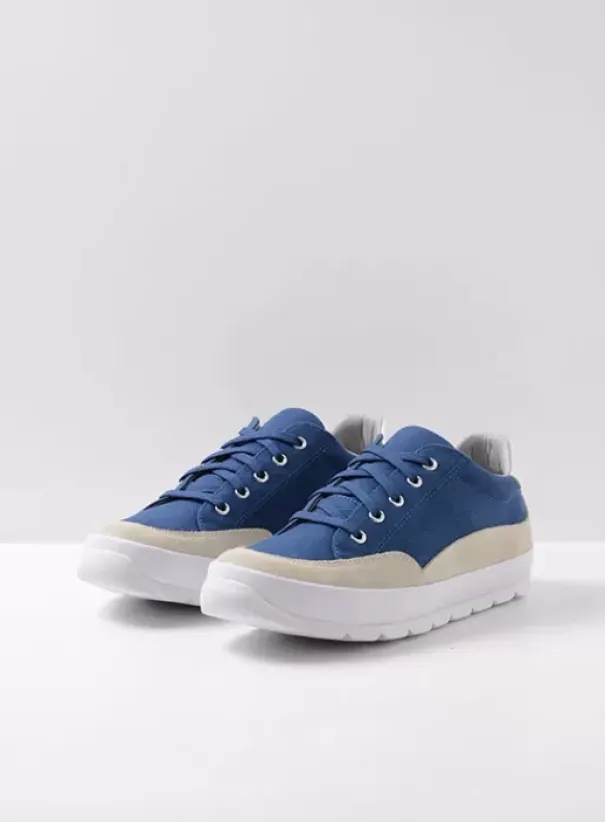 Sneakers|Veterschoenen|Wolky Babati blauw canvas/suede