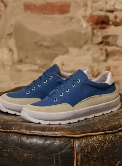 Sneakers|Veterschoenen|Wolky Babati blauw canvas/suede