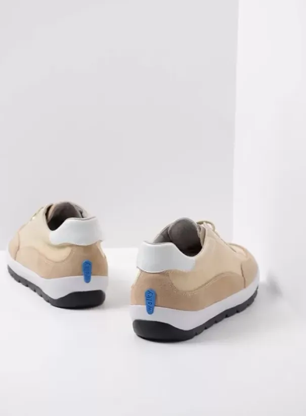 Sneakers|Veterschoenen|Wolky Babati beige canvas/suede