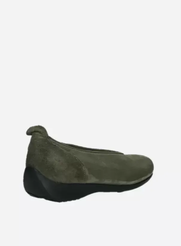 Instappers|Wolky Ballet taupe suede