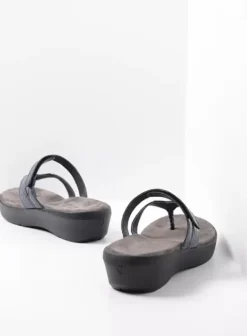 Slippers|Wolky Bassa blauw crocolook lakleer