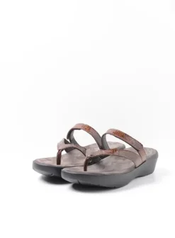 Slippers|Wolky Bassa cognac crocolook lakleer