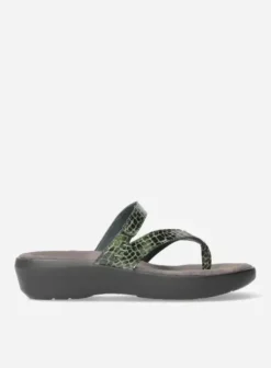 Slippers|Wolky Bassa groen crocolook lakleer