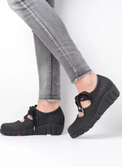 Hielspoor|Veterschoenen|Wolky Boston zwart nubuck