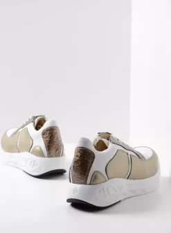Hielspoor|Wandelschoenen|Wolky Bounce wit/goud combi leer