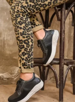 Hielspoor|Wandelschoenen|Wolky Bounce zwart combi leer