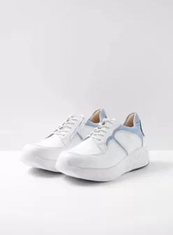 Hielspoor|Wandelschoenen|Wolky Bounce wit/blauw leer