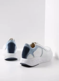 Hielspoor|Wandelschoenen|Wolky Bounce wit/blauw leer