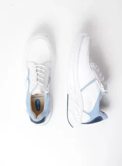 Hielspoor|Wandelschoenen|Wolky Bounce wit/blauw leer