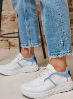 Hielspoor|Wandelschoenen|Wolky Bounce wit/blauw leer