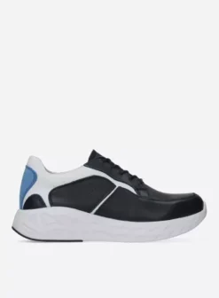 Hielspoor|Wandelschoenen|Wolky Bounce wit/blauw combi leer