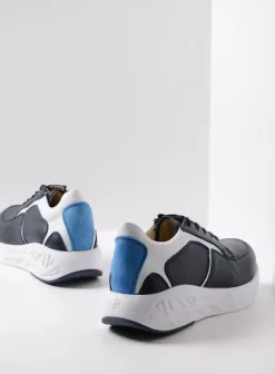 Hielspoor|Wandelschoenen|Wolky Bounce wit/blauw combi leer