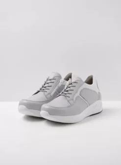 Hielspoor|Wandelschoenen|Wolky Bounce lichtgrijs leer