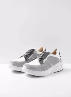 Hielspoor|Wandelschoenen|Wolky Bounce wit/grijs combi leer