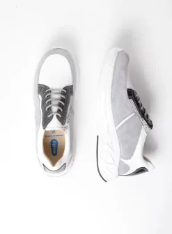 Hielspoor|Wandelschoenen|Wolky Bounce wit/grijs combi leer