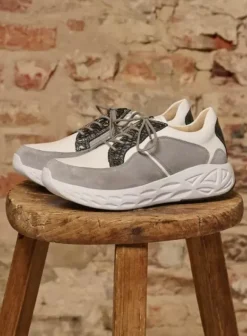 Hielspoor|Wandelschoenen|Wolky Bounce wit/grijs combi leer