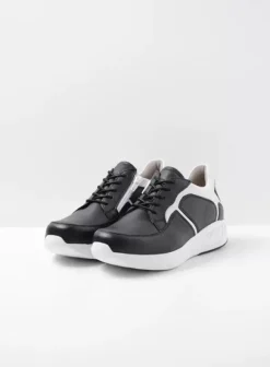 Hielspoor|Wandelschoenen|Wolky Bounce zwart/wit leer