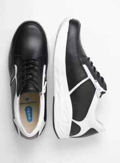 Hielspoor|Wandelschoenen|Wolky Bounce zwart/wit leer
