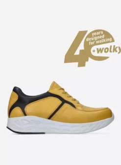 Hielspoor|Wandelschoenen|Wolky Bounce geel/zwart leer