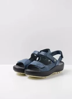 Sandalen|Wolky Brasilia denim blauw leer