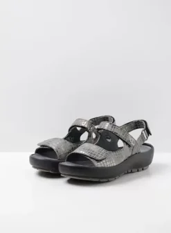 Sandalen|Wolky Brasilia grijs crocolook leer