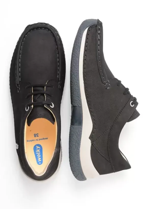 Sneakers|Veterschoenen|Wolky Celebration zwart nubuck