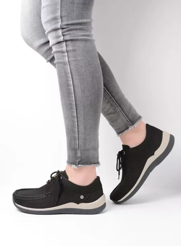 Sneakers|Veterschoenen|Wolky Celebration zwart nubuck