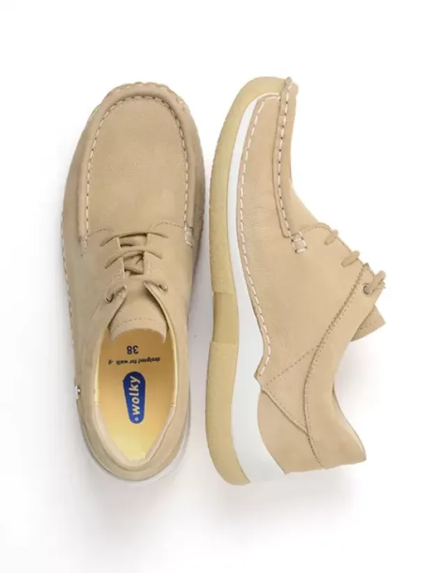 Sneakers|Veterschoenen|Wolky Celebration beige nubuck