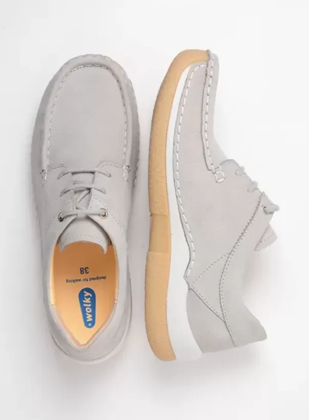 Sneakers|Veterschoenen|Wolky Celebration lichtgrijs nubuck