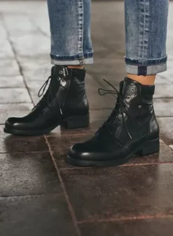 Hielspoor|Biker boots|Wolky Center zwart leer