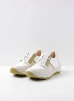 Wandelschoenen|Sneakers|Wolky Comrie wit/groen combi leer
