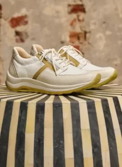 Wandelschoenen|Sneakers|Wolky Comrie wit/groen combi leer