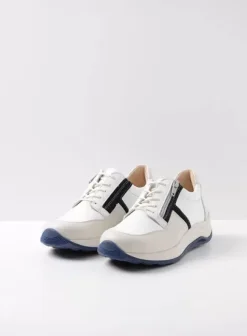 Wandelschoenen|Sneakers|Wolky Comrie wit/denim combi leer