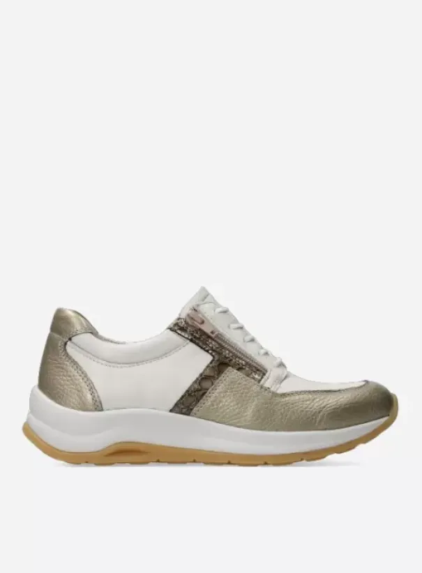 Wandelschoenen|Sneakers|Wolky Comrie wit/goud combi leer