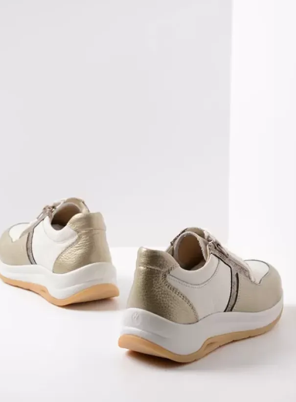 Wandelschoenen|Sneakers|Wolky Comrie wit/goud combi leer