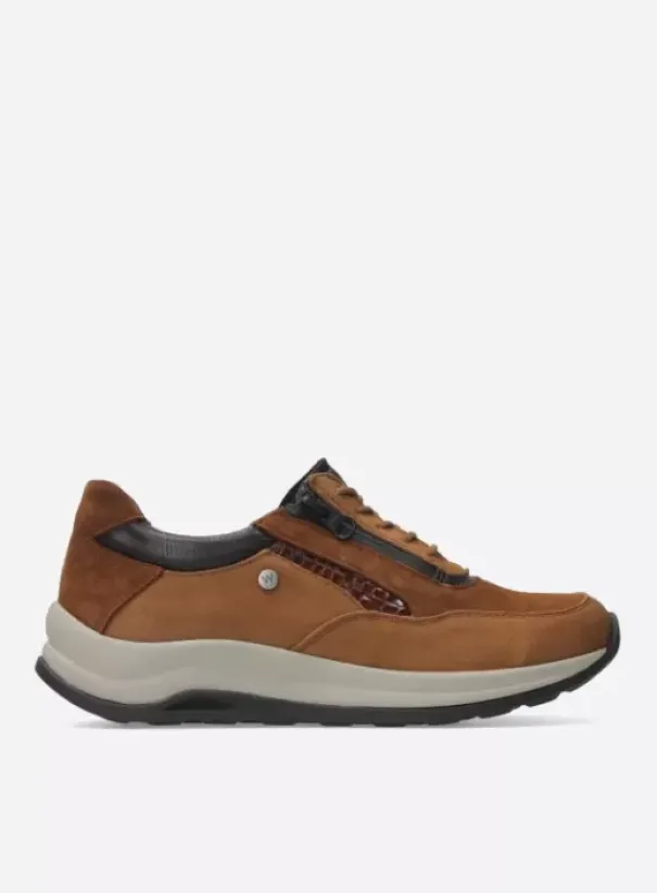 Wandelschoenen|Sneakers|Wolky Cupar cognac combi leer