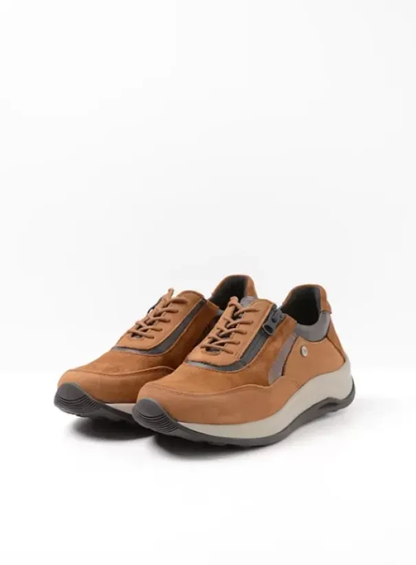 Wandelschoenen|Sneakers|Wolky Cupar cognac combi leer