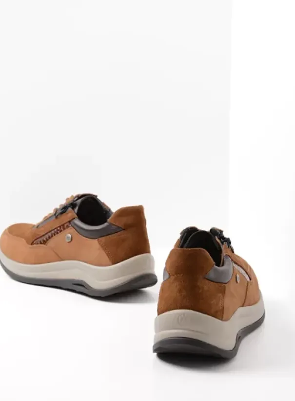 Wandelschoenen|Sneakers|Wolky Cupar cognac combi leer