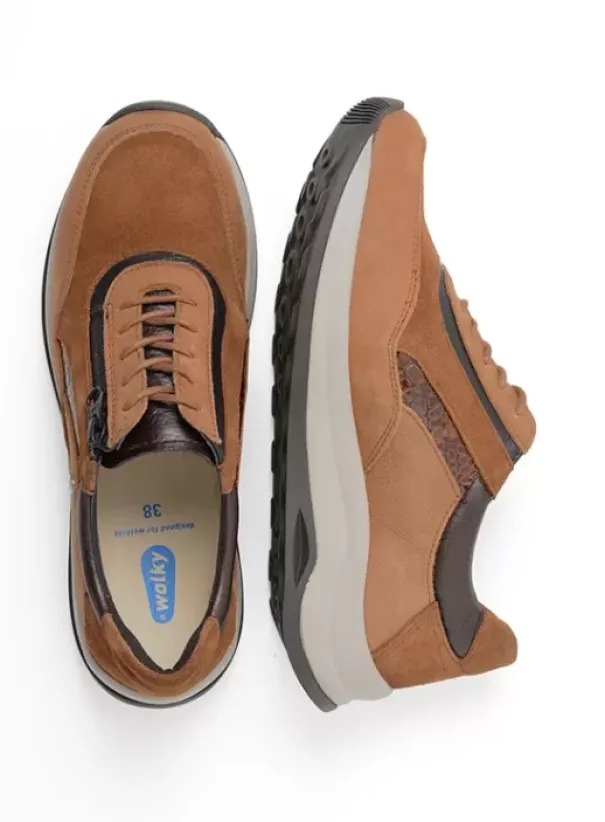 Wandelschoenen|Sneakers|Wolky Cupar cognac combi leer