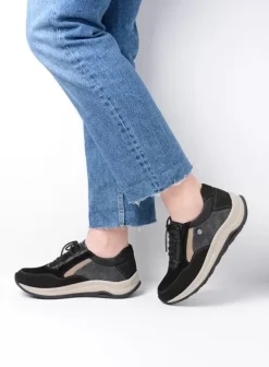 Wandelschoenen|Sneakers|Wolky Cupar zwart combi leer