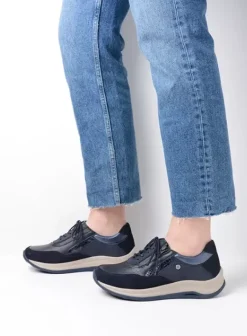 Wandelschoenen|Sneakers|Wolky Cupar blauw combi leer