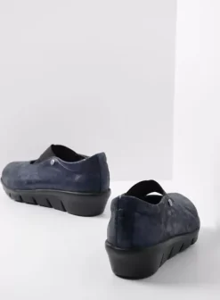 Instappers|Bandschoenen|Wolky Cursa marineblauw metallic nubuck