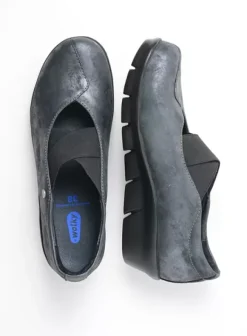 Instappers|Bandschoenen|Wolky Cursa zwart metallic nubuck